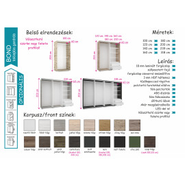 Bond tolóajtós gardrób - Több szín és méret | Bútorlapos | 318
