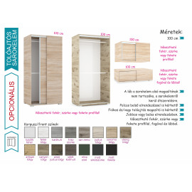 Bond tolóajtós gardrób - Több szín és méret | Bútorlapos | 180