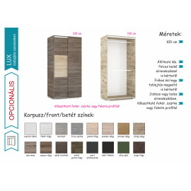 Lux tolóajtós gardrób - 100 