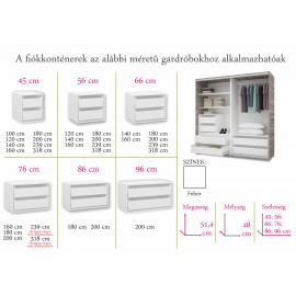 Borneo tolóajtós gardrób - Több szín és méret |120