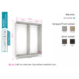 Basic nyílóajtós gardrób - 160