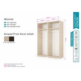 Monza bővíthető nyílóajtós gardrób - 160
