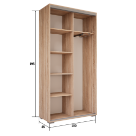 100 cm-es tolóajtós gardrób