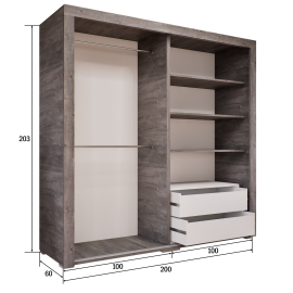 Alíz tolóajtós gardrób - 200