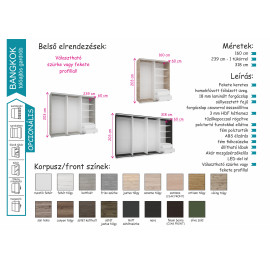 Bangkok tolóajtós gardrób - Több szín | 160 