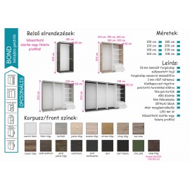 Bond tolóajtós gardrób - Több szín és méret | Bútorlapos | 239