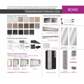 Bond tolóajtós gardrób - Több szín és méret | Bútorlapos | 180