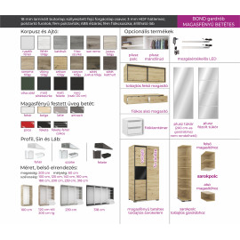 Bond tolóajtós gardrób - Több szín és méret | Bútorlapos | 180