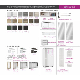 Bond tolóajtós gardrób - Több szín és méret | Bútorlapos | 180