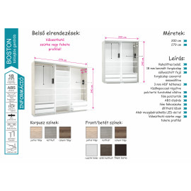 Boston tolóajtós gardrób | Belső ruhalifttel | 200