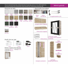 Bravo tolóajtós gardrób | Bútorlapos betéttel | 160