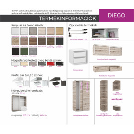 Diego tolóajtós gardrób - 200