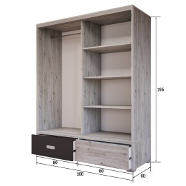 Nt kombi 2 tolóajtós gardrób - Bútorlapos | 160