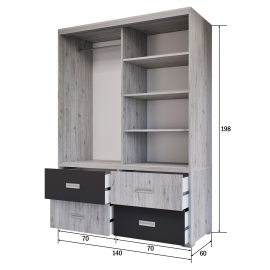 Nt kombi tolóajtós gardrób - Bútorlapos | 140