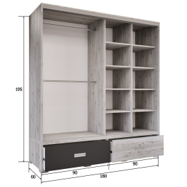 Nt kombi 3 tolóajtós gardrób - Bútorlapos | 180