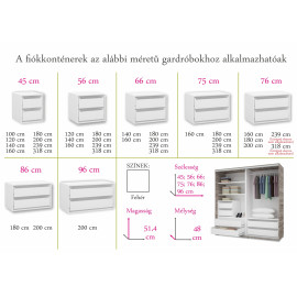 Omaha tolóajtós gardrób - 1 tükrös ajtóval - 200