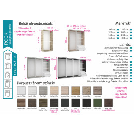 Rock tolóajtós gardrób | Több szín és méret | 239