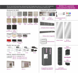 Bond Tv-s gardrób - Több szín | Magasfényű betéttel | 239 