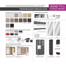 Bond Tv-s gardrób - Több szín | Magasfényű betéttel | 239 