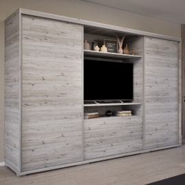 NT TV-s tolóajtós gardrób - Magasfényű fehér front | 300
