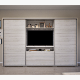 NT TV-s tolóajtós gardrób - Magasfényű fehér front | 300