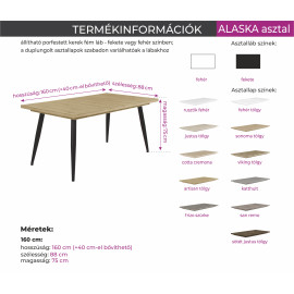Alaska asztal - Több szín | Bővíthető | 160 