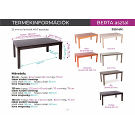 Berta asztal - Több szín és méret | Bővíthető