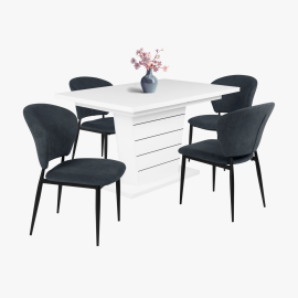 Anett szék - Szövet kárpit | Fekete porfestett fém láb