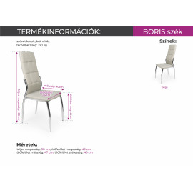 Boris szék -Szövet kárpit | Krómozott fém láb